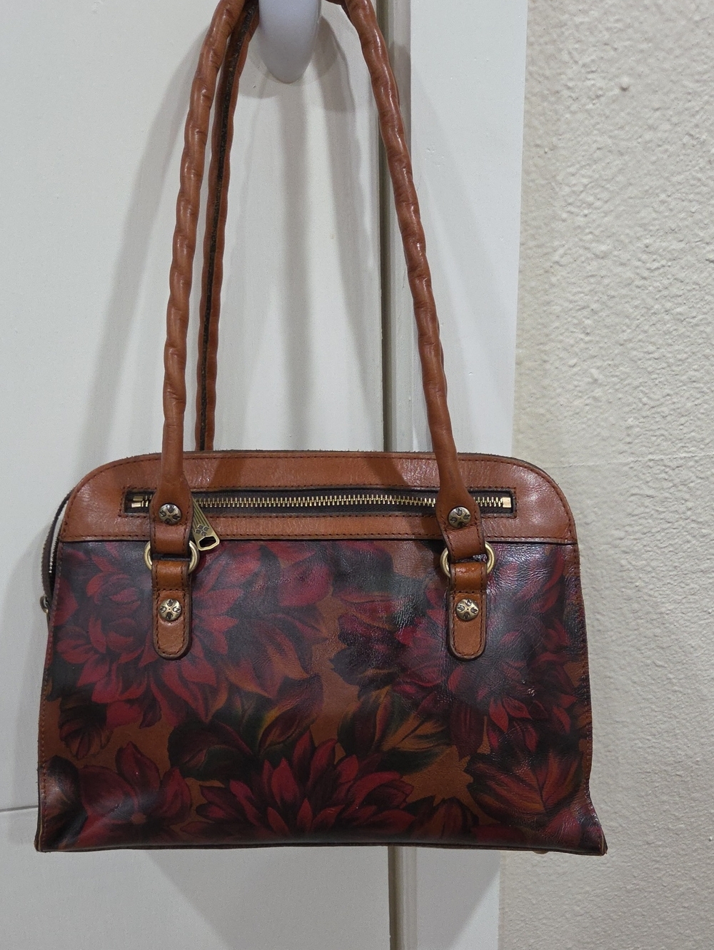 Patricia Nash Brown Floral Leather Tote Bag